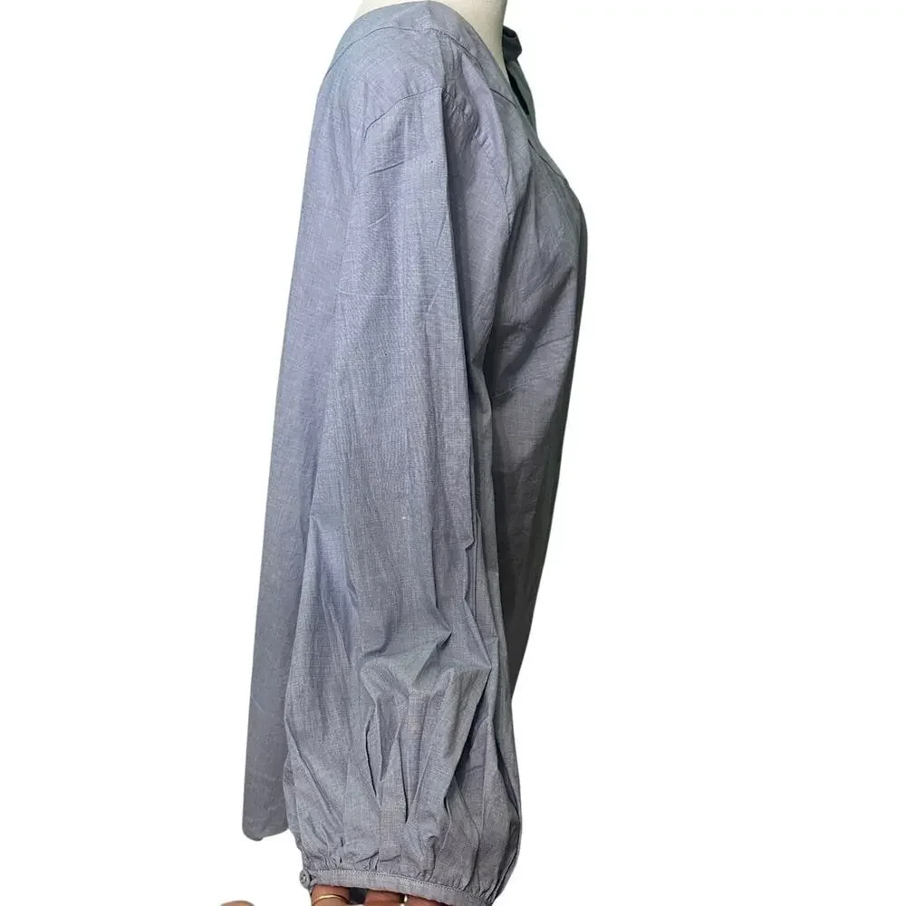 Banana Republic Denim Blue Off Shoulder Long Sleeve Blouse‎ Shirt Cotton Large